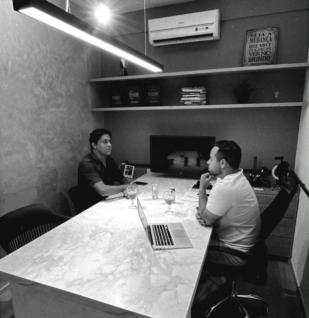 Marcos Leite em reunião de diagnóstico com um cliente